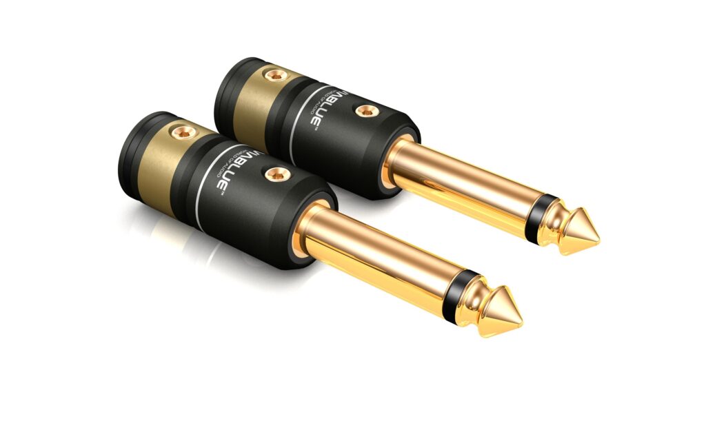 Der T6S Klinkenstecker 6.3 Mono von VIABLUE™ bietet mit seinen vergoldeten Kontakten und der robusten Konstruktion er eine zuverlässige Verbindung zwischen Audioquellen und Kopfhörern oder Lautsprechern.