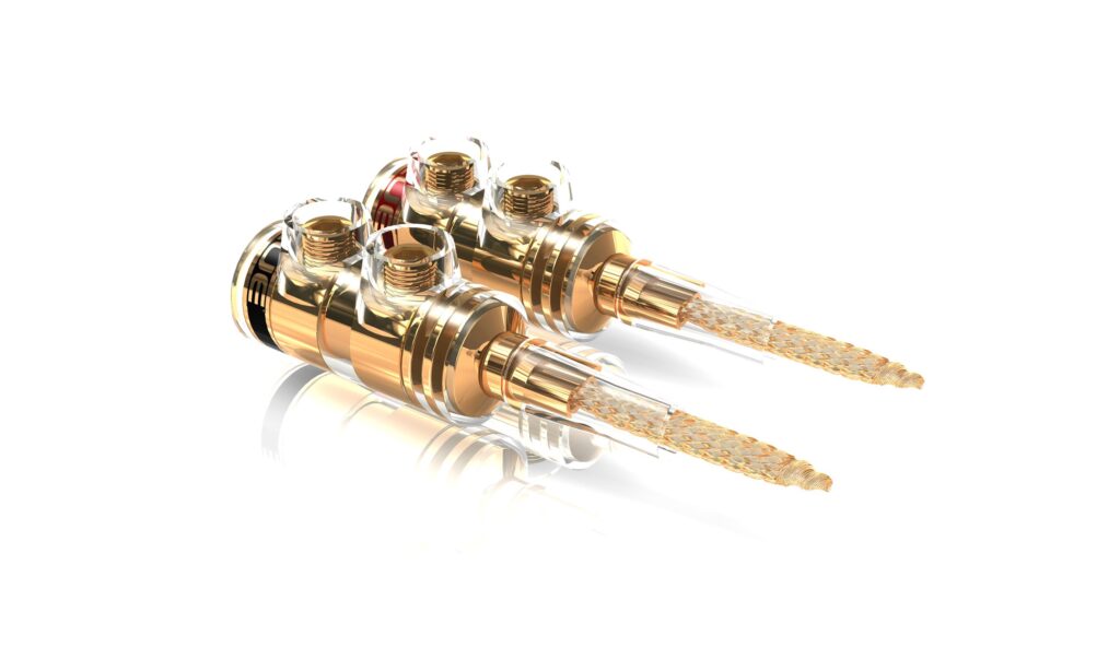 Die TS Flexiblen Pins von VIABLUE™ sind hochwertige Kontakte für Lautsprecher- und Verstärkeranschlüsse.