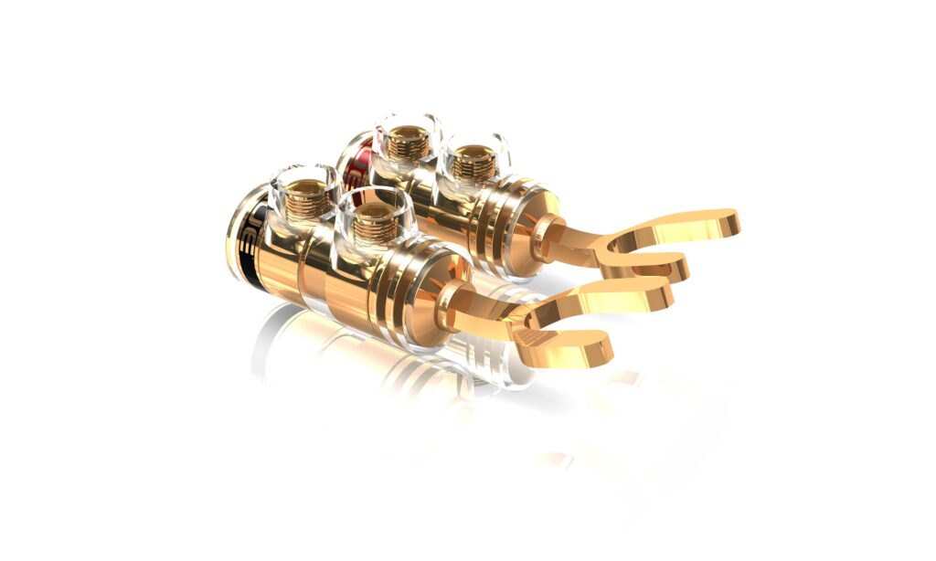 Die TS Kabelschuhe 8mm von VIABLUE™ sind hochwertige Kabelstecker für den professionellen Audio-Bereich. Sie eignen sich besonders für den Anschluss von Lautsprecherkabeln mit einem Querschnitt von bis zu 10 mm².