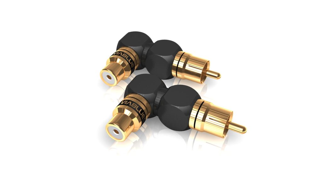 Der XS Cinchadapter 90° XL ist ein praktisches Zubehörteil für Hi-Fi- und Heimkino-Systeme.