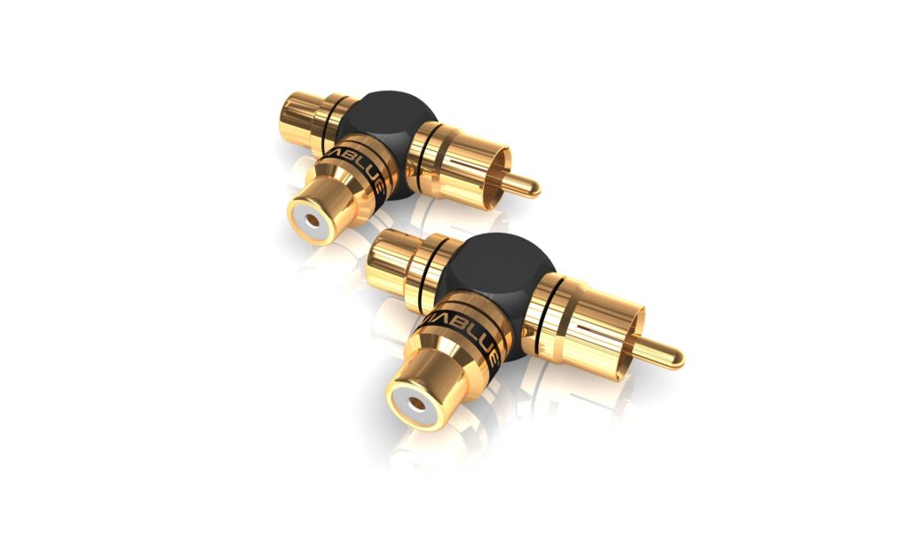 Der XS Cinchadapter Y ist ein Adapter mit einer Cinch-Buchse auf der einen Seite und zwei Cinch-Steckern auf der anderen Seite.