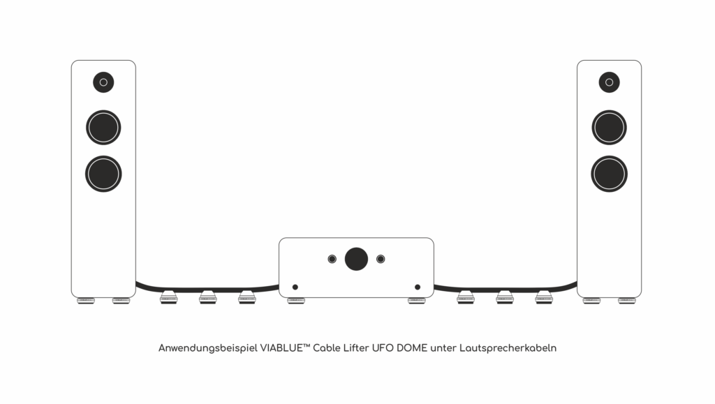Anwendungsbeispiel UFO DOME VIABLUE™ Cable Lifter unter Lautsprechern